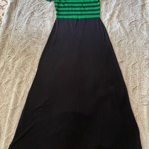 Calvin Klein Black Maxi Dress with Green Striped Bodice